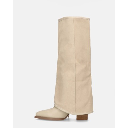 CHAUSSURES FEMME BOTTES WESTERN MISS RIVETS BEIGE