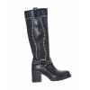 CHAUSSURES FEMME BOTTES MI HAUTES TALON CLOUTEES MISS WADE NOIR