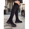 CHAUSSURES FEMME BOTTES HAUTES CUISSARDES PLATES SIMILI DAIM INTEMPORELLES MISS ARIANA NOIR