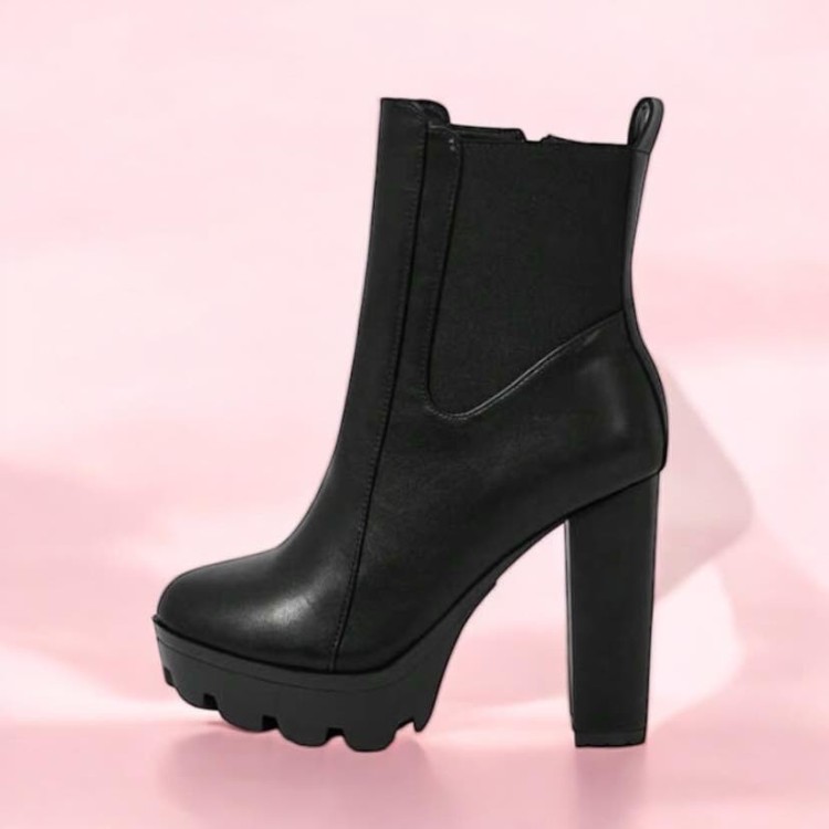 CHAUSSURES FEMME BOTTINES TALON PLATFORM MISS BACKER NOIR