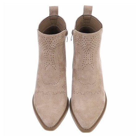 CHAUSSURES FEMME BOTTES BOTTINES WESTERN SUEDINE TAUPE BARBARA