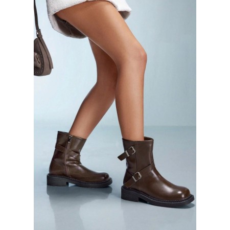 CHAUSSURES FEMME BOTTES BOTTINES SIMILI CUIR MISS LARA MARRON