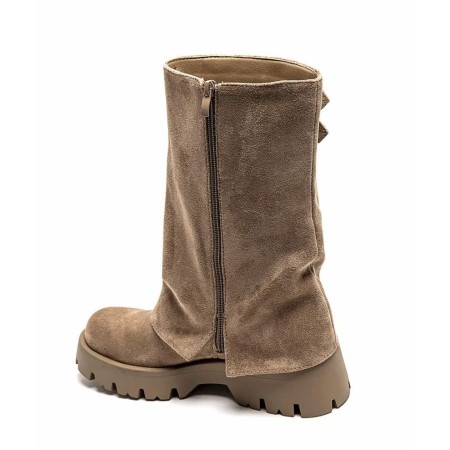 CHAUSSURES FEMME BOTTES BOTTINES BICKER ZIP BOUCLE MISS ANAE TAUPE