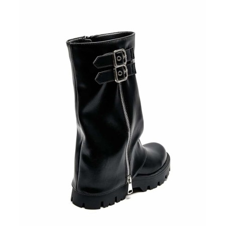 CHAUSSURES FEMME BOTTES BOTTINES BICKER ZIP BOUCLE MISS ANAE NOIR SIMICUIR