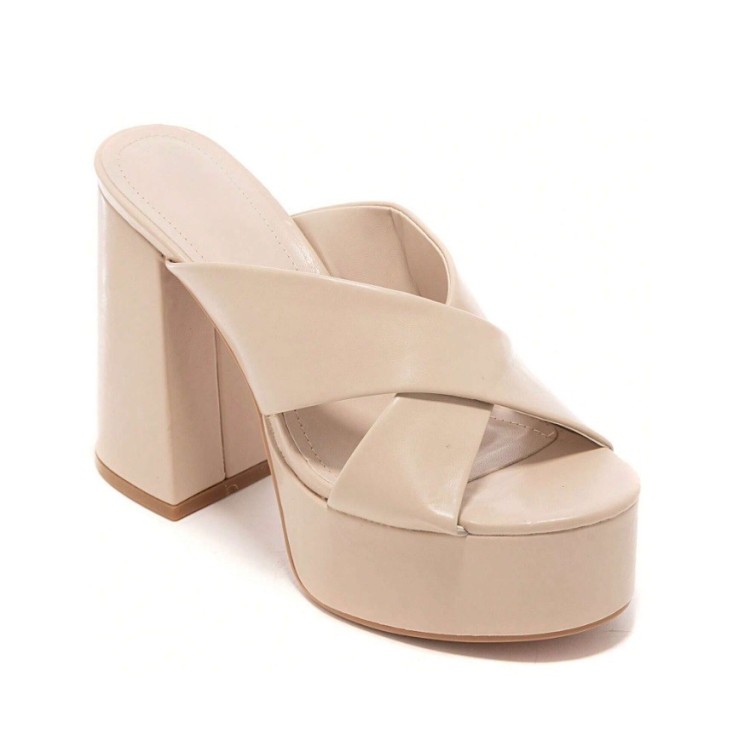 CHAUSSURES FEMME ESCARPINS TALONS HAUTS PLATFORM SIMILI CUIR SOIREE MARIAGE MISS TORY BEIGE