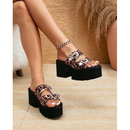 SANDALES A PLATFORM BOUCLE MISS STELLA LEOPARD