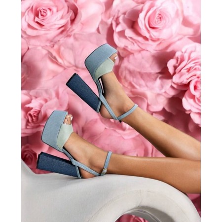 CHAUSSURES FEMMES SANDALES PLATFORM DENIM PATCHWORK MISS JINA