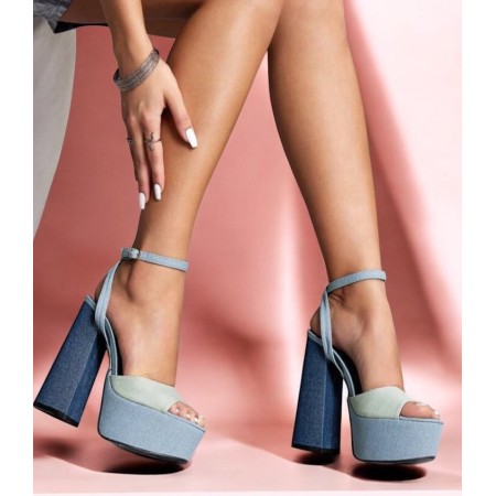 CHAUSSURES FEMMES SANDALES PLATFORM DENIM PATCHWORK MISS JINA