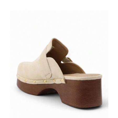 CHAUSSURES FEMME SABOT BEIGE EN BOIS BOUCLE MISS LOUNA