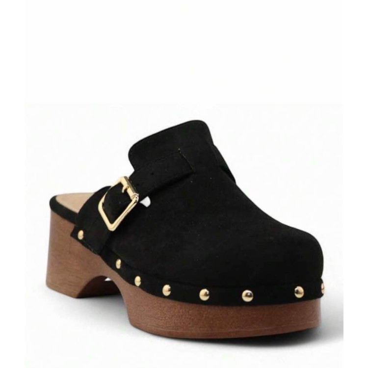 CHAUSSURES FEMME SABOT NOIR EN BOIS BOUCLE MISS LOUNA CHAUSSURES FEMME SABOT NOIR EN BOIS BOUCLE MISS LOUNA