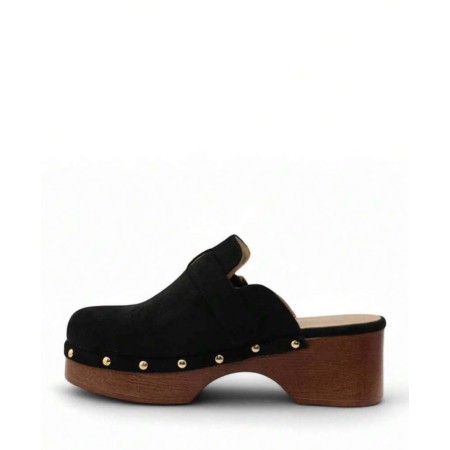 CHAUSSURES FEMME SABOT NOIR EN BOIS BOUCLE MISS LOUNA