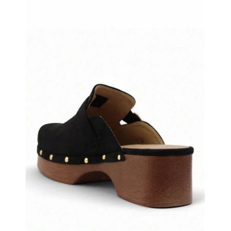 CHAUSSURES FEMME SABOT NOIR EN BOIS BOUCLE MISS LOUNA