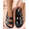 Sandales noires à boucles Strass – Élégance urbaine & confort absolu