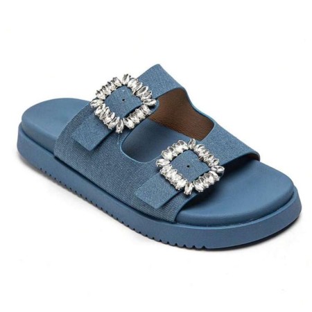 Sandales denim à boucles Strass – Élégance urbaine & confort absolu MISS ALONA DENIM