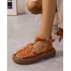 Sandales à plateforme tressées - Cuir Vegan - Misskcy Camel