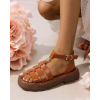 Sandales à plateforme tressées - Cuir Vegan - Misskcy Camel