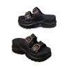 Sandales à plateforme noir avec boucles dorées – Style chunky tendance