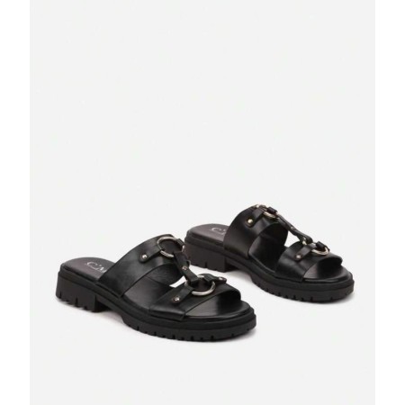 Chaussures femme sandales platform cuir vegan Miss Carly noir