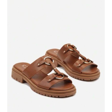 Chaussures femme sandales platform cuir vegan Miss Carly Camel