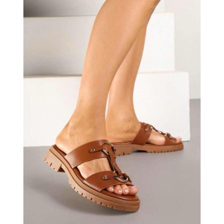 Chaussures femme sandales platform cuir vegan Miss Carly Camel