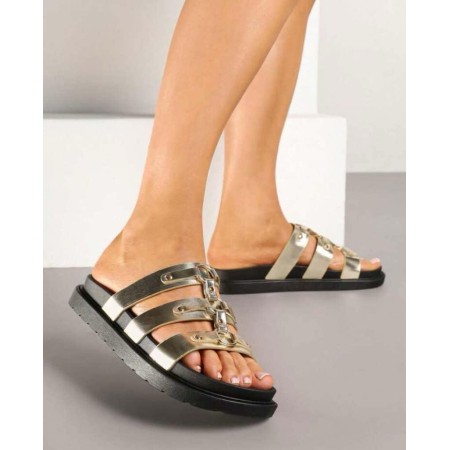 Chaussures femme sandales platform cuir vegan Miss Carlota or gold