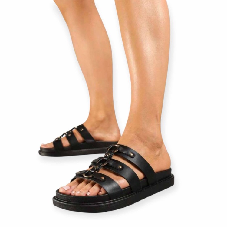 Chaussures femme sandales platform cuir vegan Miss Carlota Noir