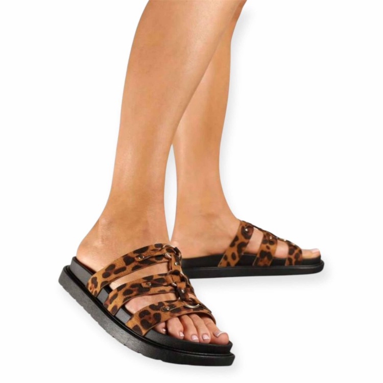 Chaussures femme sandales platform cuir vegan Miss Carlota leopard