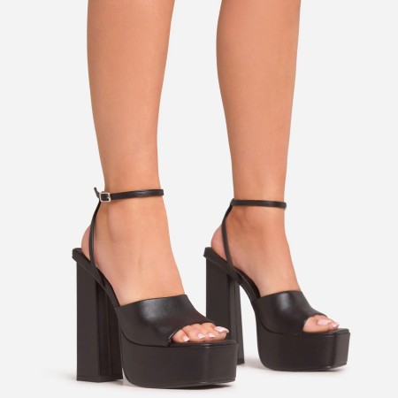 Chaussures femme platform simili cuir élégante sexy talon haut MISS GIA NOIR