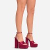 Chaussures femme platform satin élégante sexy talon haut MISS GIA RED ROUGE FRAMBOISE