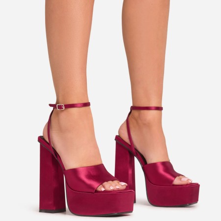 Chaussures femme platform satin élégante sexy talon haut MISS GIA RED ROUGE FRAMBOISE
