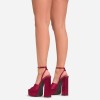 Chaussures femme platform satin élégante sexy talon haut MISS GIA RED ROUGE FRAMBOISE