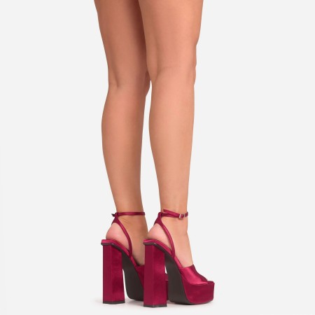 Chaussures femme platform satin élégante sexy talon haut MISS GIA RED ROUGE FRAMBOISE