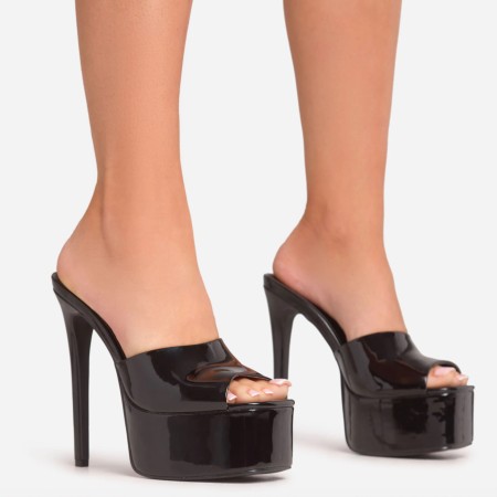 CHAUSSURES FEMME TALONS HAUT PLATFORM MISS GINNY NOIR VERNIS