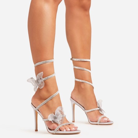 CHAUSSURES FEMME TALON SOIREE MARIAGE MISS BUTTERFLY ARGENT