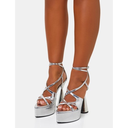 CHAUSSURES FEMME TALON HAUT PLATFORM SOIREE MARIAGE ARGENT MISS SHAWN