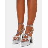 CHAUSSURES FEMME TALON HAUT PLATFORM SOIREE MARIAGE ARGENT MISS SHAWN