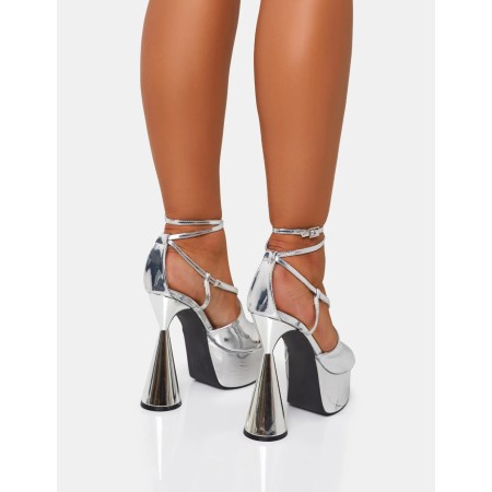 CHAUSSURES FEMME TALON HAUT PLATFORM SOIREE MARIAGE ARGENT MISS SHAWN