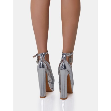 CHAUSSURES FEMME TALON HAUT PLATFORM ESCARPINS MISS SHANICE SILVER