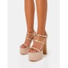 CHAUSSURES FEMME TALON HAUT PLATFORM BEIGE NUDE CLOUTEE MISS MIRA