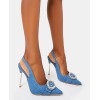 CHAUSSURES FEMME TALON ESCARPIN JEAN DENIM BIJOUX STRASS MISS MELLIE