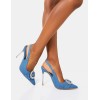 CHAUSSURES FEMME TALON ESCARPIN JEAN DENIM BIJOUX STRASS MISS MELLIE
