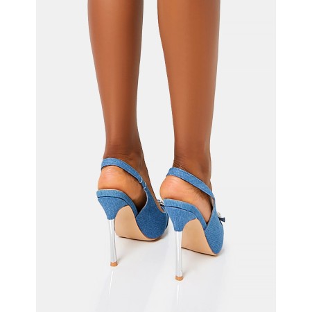 CHAUSSURES FEMME TALON ESCARPIN JEAN DENIM BIJOUX STRASS MISS MELLIE