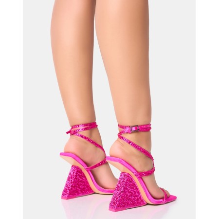 CHAUSSURES FEMME TALON INCRUSTRE DE STRASS DIAMANTE SHOES MISS MELINA FUSCHIA