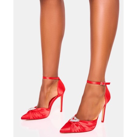 CHAUSSURES FEMME TALON ESCARPIN ROUGE BIJOUX STRASS MISS GLAMY