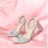 Sandales argentées à talon aiguille et strass – Élégance glamour Miss Mariella