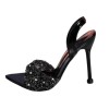 Sandales noir à talon aiguille et strass – Élégance glamour Miss Mariella