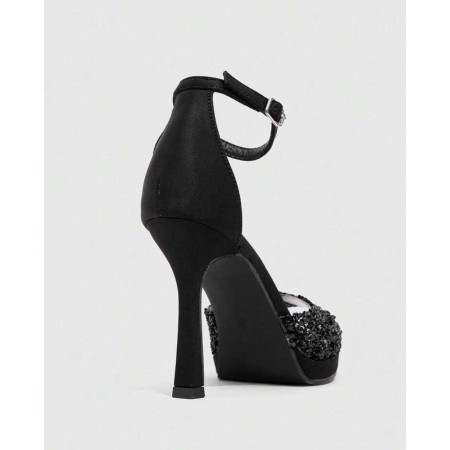 Sandales noir à talon aiguille et strass – Élégance glamour Miss Cooper Noir