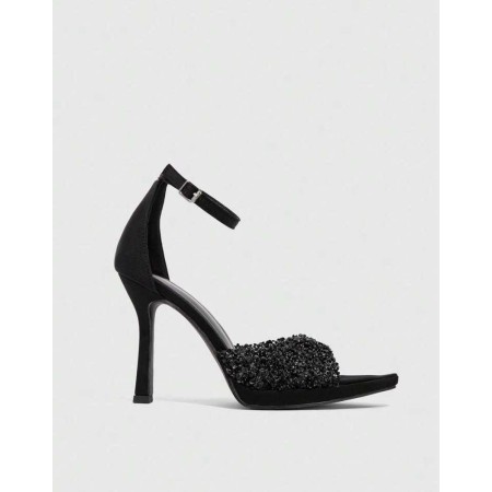 Sandales noir à talon aiguille et strass – Élégance glamour Miss Cooper Noir