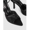 Sandales noir à talon aiguille et strass – Élégance glamour Miss Cooper Noir