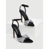 Sandales noir à talon aiguille et strass – Élégance glamour Miss Cooper Noir Argent
